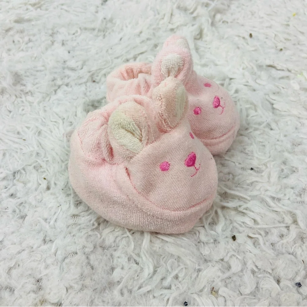 Unbranded Adorable Pink Bunny Baby terry cloth Booties size 0-6 months